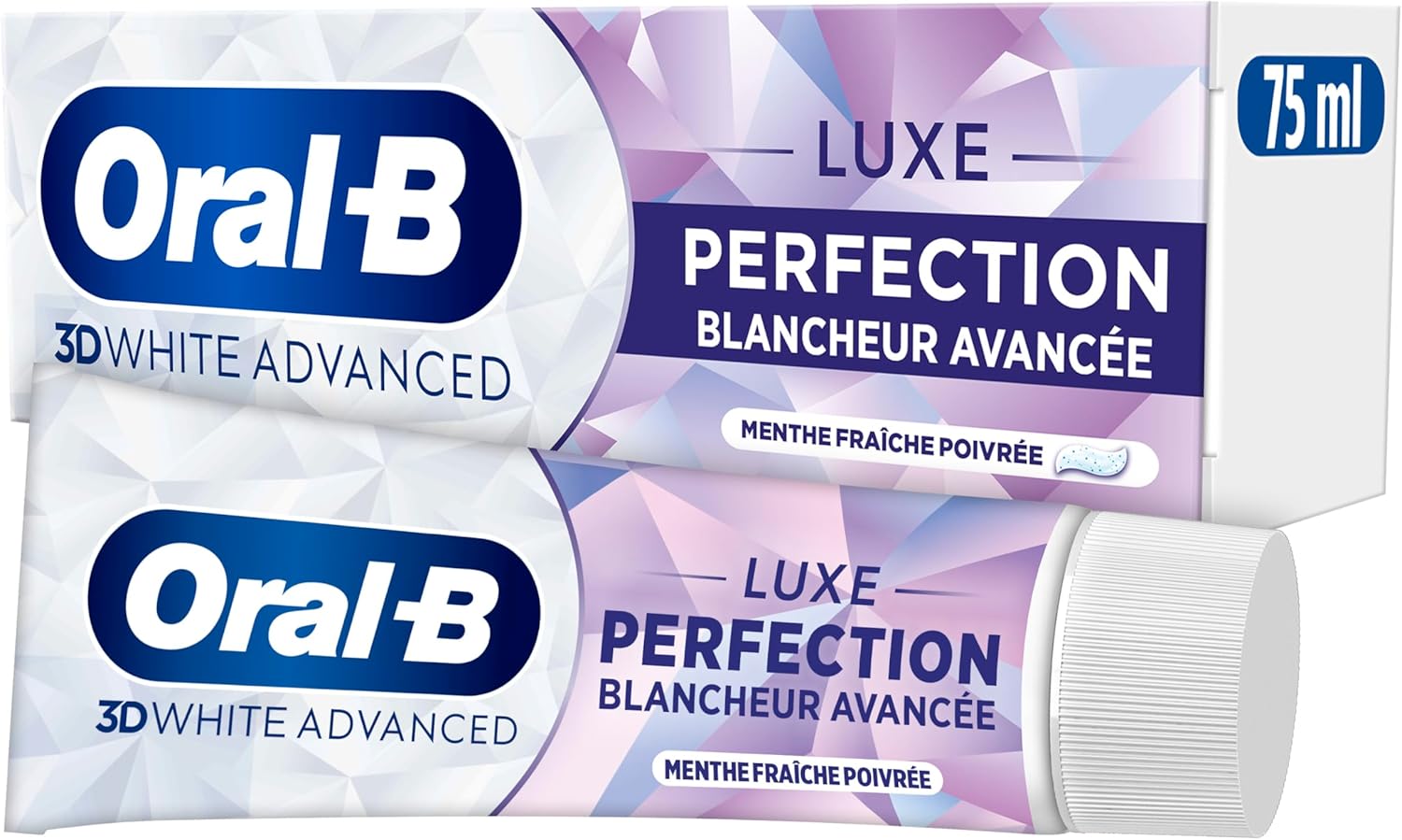 Oral-B Dentifrice Blancheur 3D White Advanced Luxe Perfection, Dotée De La Technologie Blanchissante Pour Eliminer Les Taches En Surface Des Dents, Arôme Menthe, Pour Brossage Quotidien, 75ml - Image 1