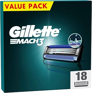 Gillette Mach3 Recharges De Lames De Rasoir Pour Homme, À 3 Lames, Pack 18 Recharges, Lames Plus Résistantes Que L’Acier, Rasage Confortable - Image 1