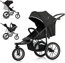 Kinderkraft HELSI 2, Jogger, Sports Stroller, 3 Big Wheels, From Birth up to 22 kg, Adjustable, Cushioning, Lying Position, Spacious Basket, Grey - Image 1
