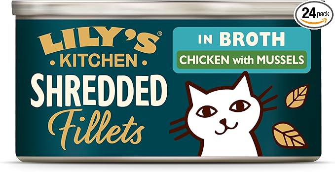 Lily's Kitchen Made from Natural Ingredients Fillets Fillets in Chicken and Mussel Broth Adult Cat Pate 24 x 70g Box - Image 1