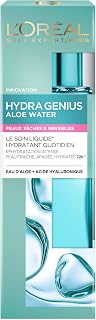 L'Oréal Paris - Soin Liquide Réhydratant Visage - Hydratation 72H - Enrichi en Eau d'Aloe et Acide Hyaluronique - Texture Fluide & Légère - Peaux Sèches et Sensibles - Hydra Genius - 70 ml - Image 1