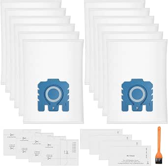 12 x Pure GN 3D Dust Bags Compatible with Miele Hyclean GN Vacuum Cleaners Classic C1 Complete C2 Complete C3, S2 S5 S8 S800 S600 Series with 4 Motor Filters and 4 Exhaust Filters - Image 1