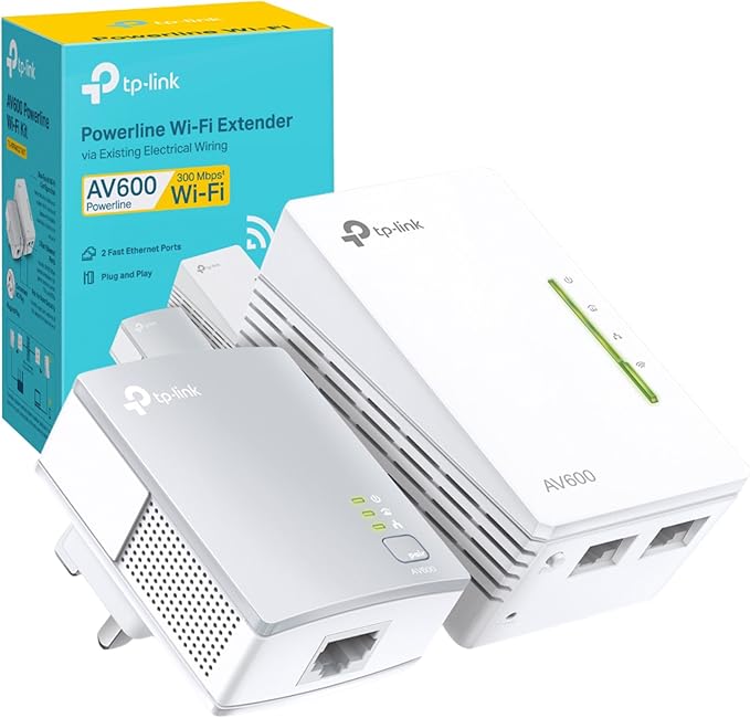 TP-Link TL-WPA4221 KIT AV600 Powerline Adapter WiFi Extension Kit, WiFi N300, Ethernet Ports, Powerline TP-Link Powerline Adapter, CPL Network Adapters, Plug & Play - Image 1