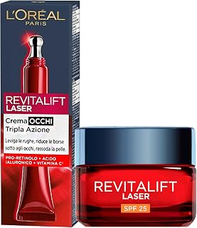 L'Oréal Paris Revitalift Laser Traitement Profond Anti-Âge SPF 25 avec Acide Hyaluronique et Pro-Rétinol + Revitalift Laser Crème Contour des Yeux Anti-Rides Raffermissante à la Vitamine C - Image 1