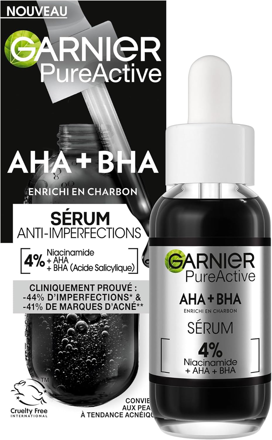 Garnier - Pure Active - Sérum Anti-Points Noirs & Imperfections au Charbon - 4% Niacinamide, Acide Salicylique & Acide Lactique - Peaux Grasses à Tendance Acnéique - Vegan & Cruelty Free - 30 ml - Image 1