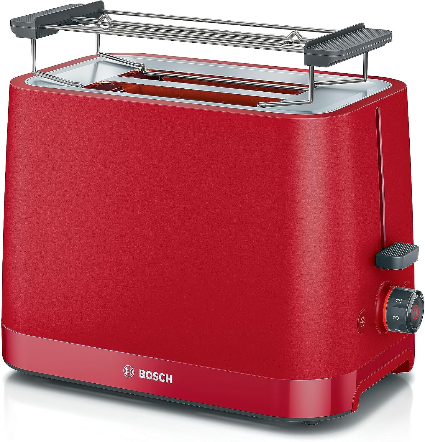 Bosch MyMoment TAT3M124 - Toaster Grille Pain compact - Arrêt automatique - 950 W - Fonction décongélation et réchauffage - Chauffe-viennoiserie amovible - Couleur : Rouge - Image 1