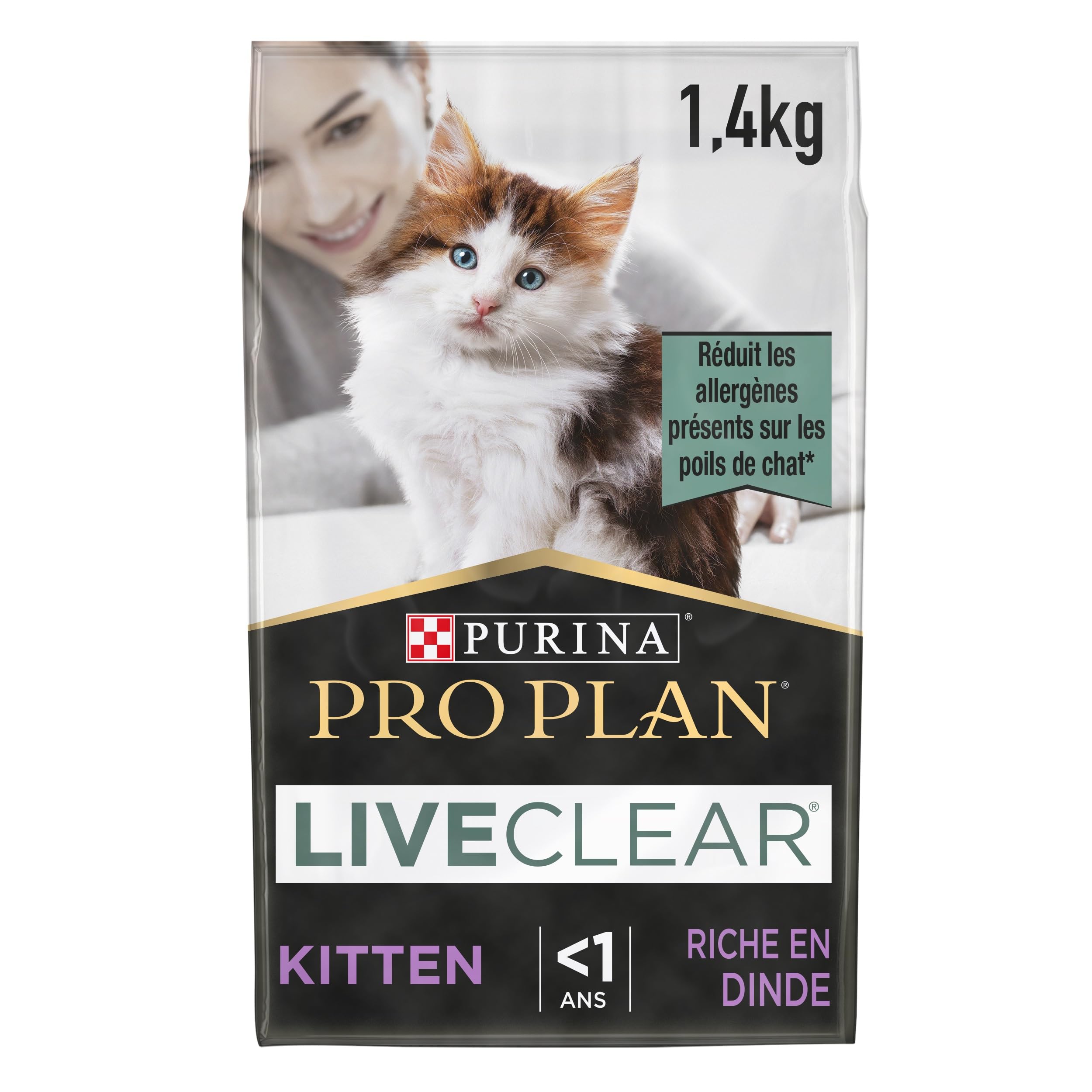 PURINA PRO PLAN | Liveclear | Kitten | Sterilised | Rich Turkey Dry Food | Actively Reduces Allergens in Cat Hair | Bag | 1.4 kg (Pack of 1) - Image 1