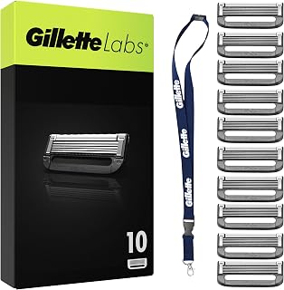 Gillette Labs Lot De 10 Recharges De Rasoir Pour Hommes, AUTHENTIQUES, A 5 Meilleures Lames De La Marque, Barre Exfoliante Pour Un Rasage Doux Et Efficace, Compatibles Avec Les Manches GilletteLabs - Image 1