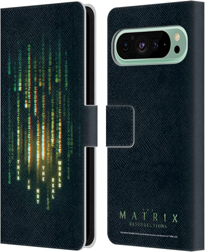 Head Case Designs sous Licence Officielle The Matrix Resurrections Ce n'est Pas Le Monde Réel Art Clé Étui Portefeuille en Cuir Compatible avec Google Pixel 9 Pro XL - Image 1