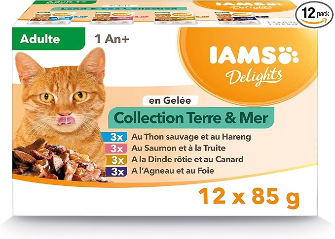 IAMS Land & Sea Collection Adult Wet Food in Jelly 12 Bags x 85 g - Image 1