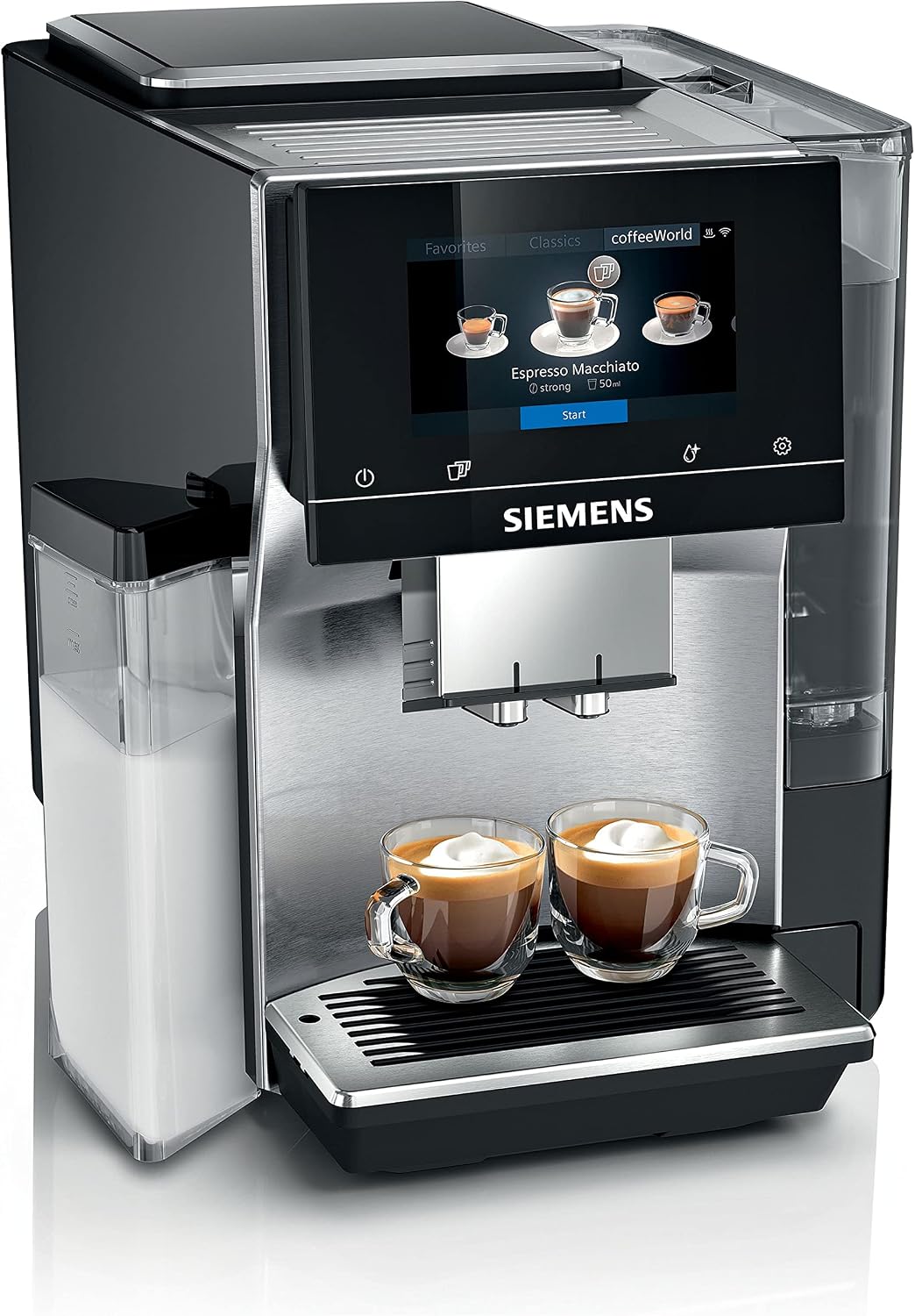 Siemens Electroménager machine à café automatique connectée EQ. 700, Display iSelect, coffeeWorld, bac à lait intégré, Home Connect, noir/inox, TQ707R03 intégral - Image 1