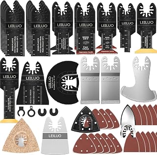 LEILUO Kit d'accessoires oscillant multitool 155 pièces Pour couper poncer et jointoyer Lames de scie oscillantes universelles avec sac de rangement Compatible avec DeWalt Dremel Makita et plus - Image 1