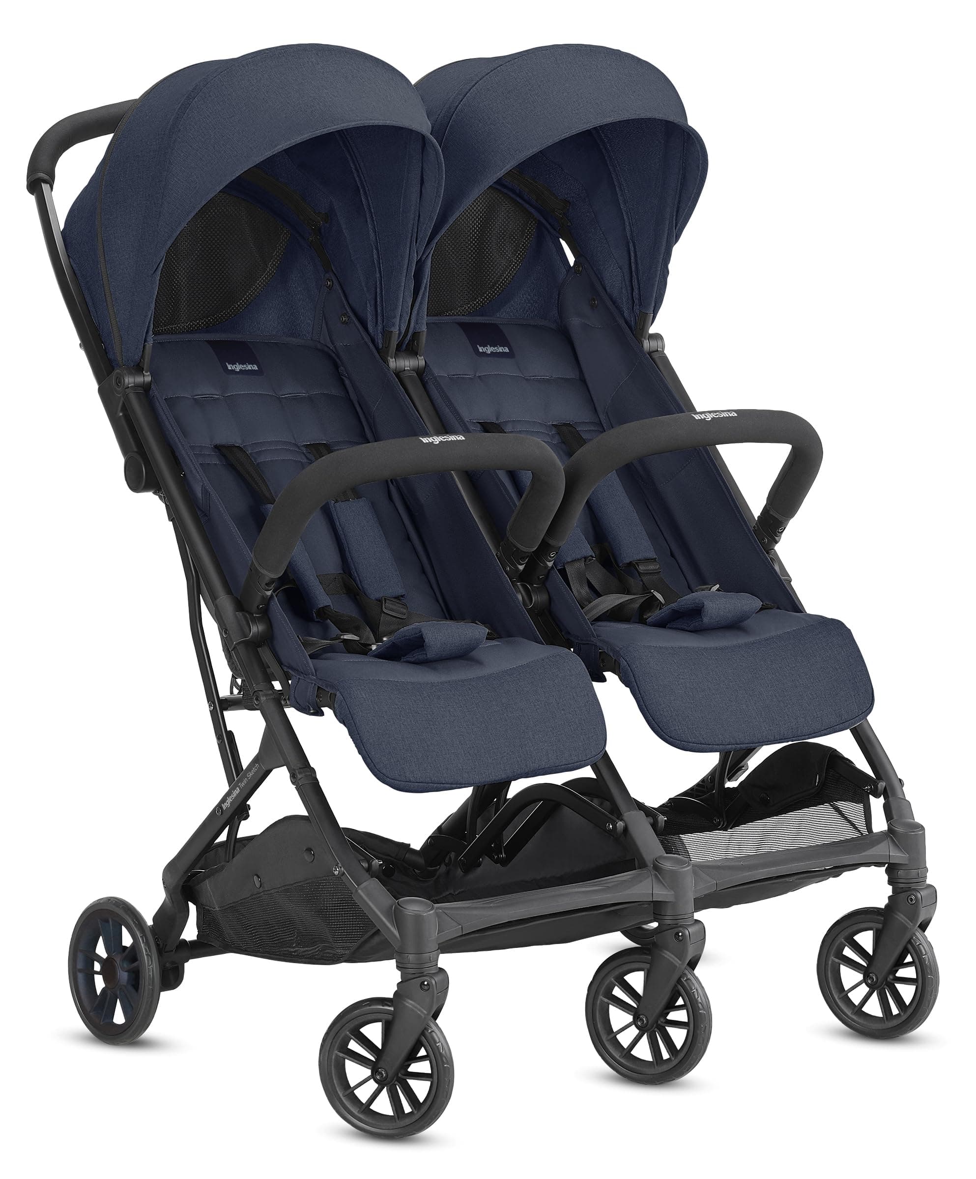 Inglesina Twin Sketch Double Stroller, Blue, Ultra-Light and Compact, Ideal for Twins or Brothers, High Comfort, Up to 15 kg