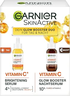 Garnier Sérum Duo de vitamine C Glow Booster jour et nuit avec sérum anti-taches sombres et sérum de nuit éclaircissant contre les taches brunes et la peau fatiguée, formule végétalienne, SkinActive 2 - Image 1