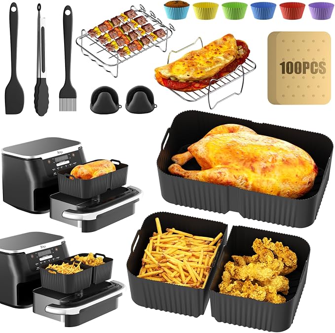Air Fryer Mould, 20PCS Air Fryer Accessory for Ninja Air Fryer 10.4L AF500EU, Silicone Air Fryer Mould for Ninja Foodi Flex 10.4L, Air Fryer Accessories for Ninja Air Fryer (20PCS) - Image 1