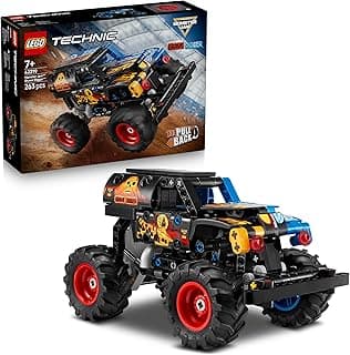 Technic Monster Jam Grave Digger - Fire and Ice - Rear Friction Truck Toy - Detailed Racing Car Model - Birthday Gift Idea for Boy or Girl from 7 Years Old & Fans 42219