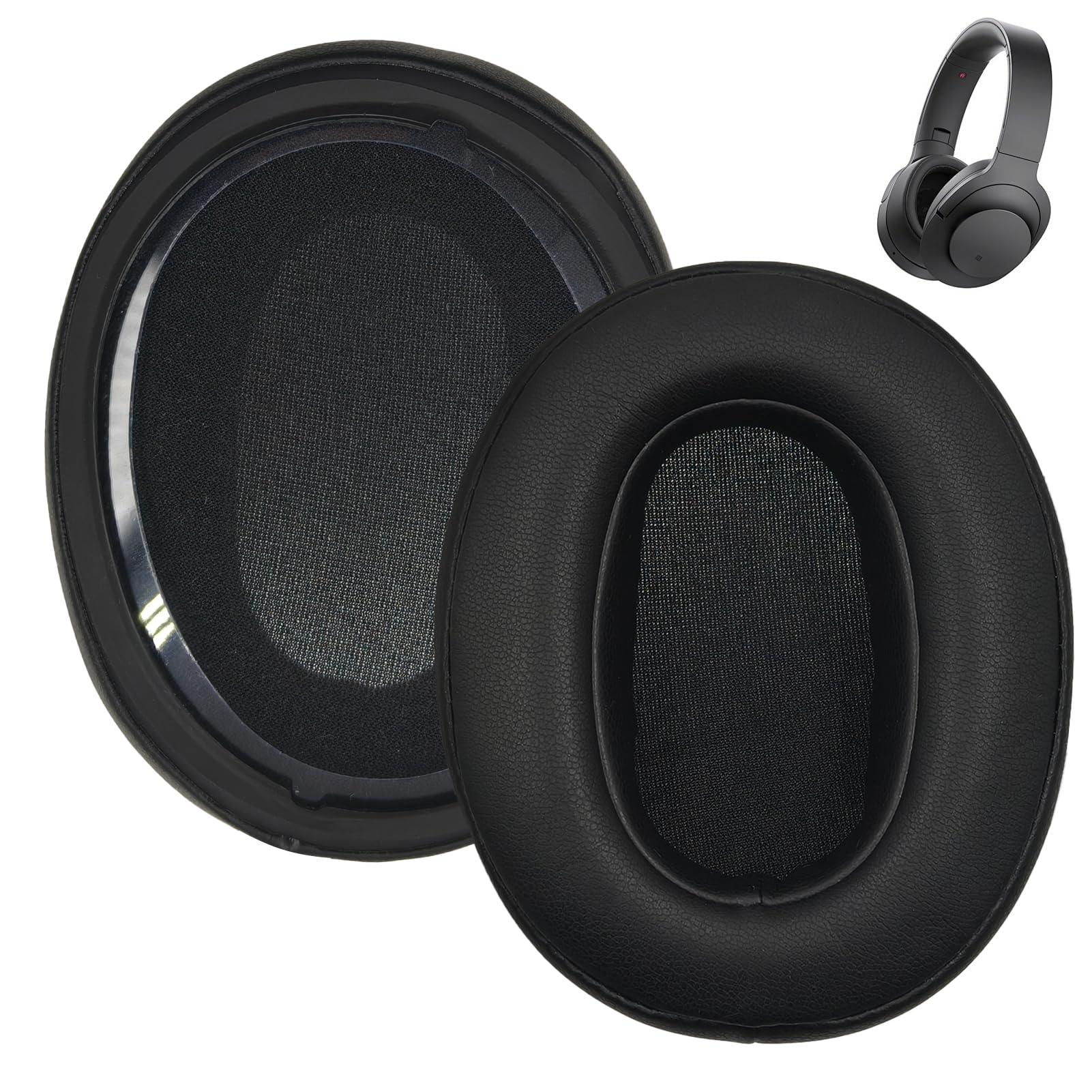1 Pair of Ear Pads for Sony WH-XB900N, WH-CH710N, WH-CH720N, WH-RF400, MDR-RF895RK Over-Ear Headphones with Phonic Insulation Foam (Protein Leather - Black) - Image 1
