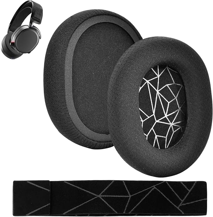 1 Pair Mesh Fabric Earpads and 1 Flexible Fabric Headband for SteelSeries Arctis 7/7+/7P/7P+/7X/7X+/9/9X/Pro/Prime (Not Suitable for Arctis Nova) Headset, with Sound Insulation Foam - Image 1