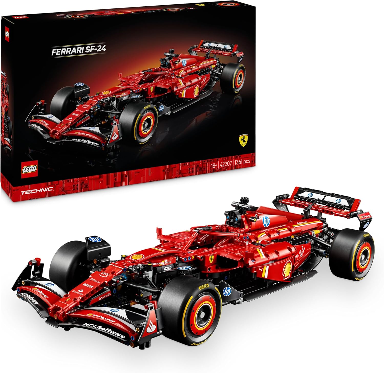LEGO Technic F1 Ferrari SF-24 - Maquette de Voiture de Course Collector à échelle 1/8 - Inclut Moteur V6, boîte de Vitesses, DRS et Volant - Idée Cadeau pour Adulte et Adolescent 42207 - Image 1