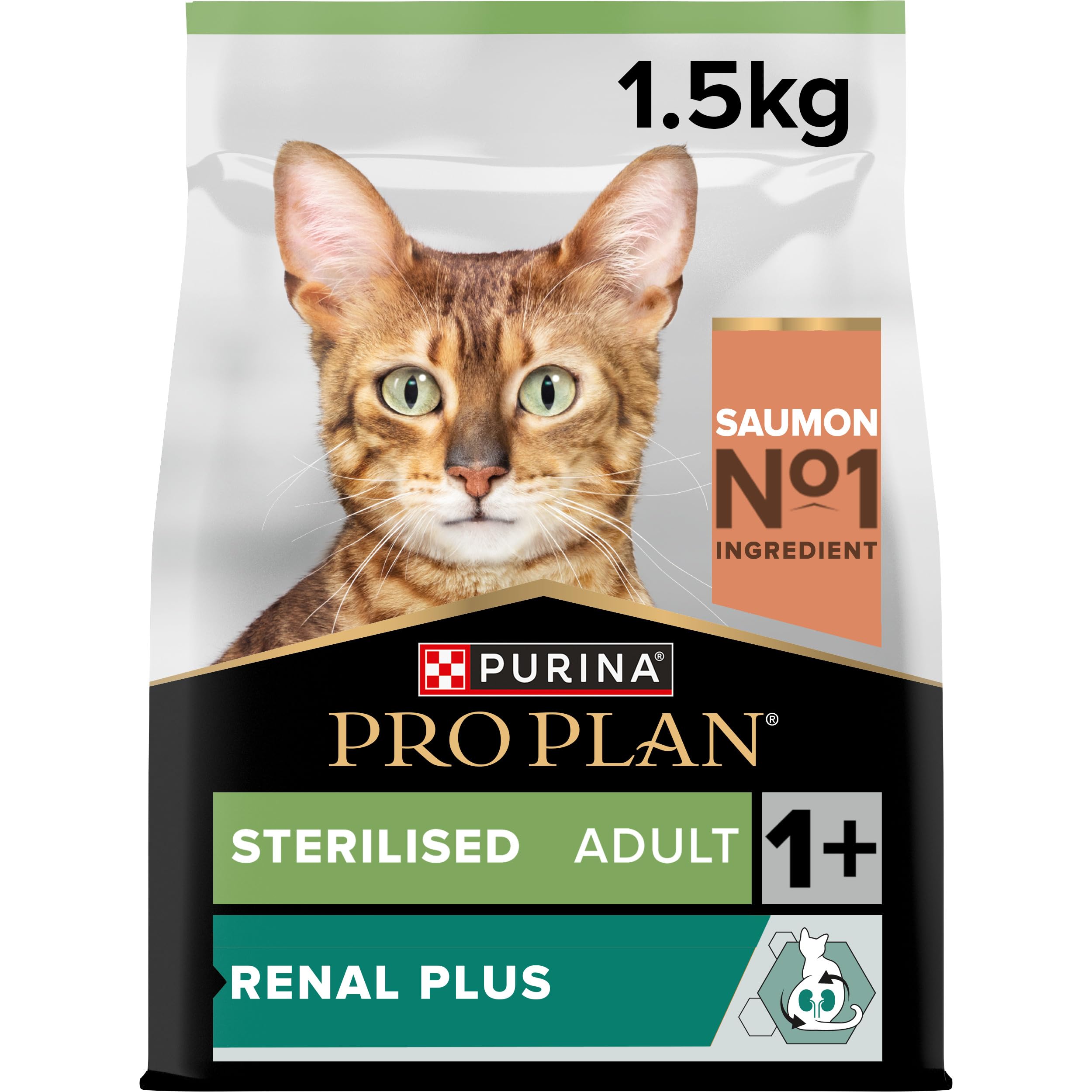 PURINA PRO PLAN | Renal Plus | Cat | Complete Dry Food for Sterilized Adult Cats | Helps Maintain Healthy Kidney Function and Urinary System | Salmon | Bag | Pack of 6 x 1.5 kg - Image 1