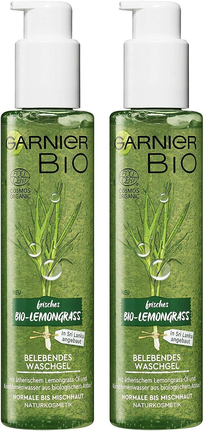 Garnier Bio Lessive Bio Lemongrass - Cosmétique Naturelle - Nettoyage Visage à la glycérine - Huile Essentielle (2 x 150 ml) - Image 1
