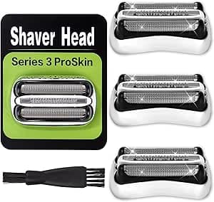 3 Pieces Ersatz-Rasierkopf für Braun Series 3, 32S kompatibel mit Braun S3 3040S, 3000S, 310S, 300S und mehr, Scherkopf Ersatzkassette 32S/32B für Series 3, hochwertiges Zubehör für gründliche Rasp ur