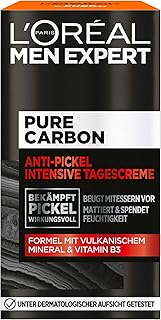 L'Oréal Men Expert Crème hydratante anti-boutons pour le visage avec vitamine B3 et minéral volcanique, pur carbone, 1 x 50 ml - Image 1