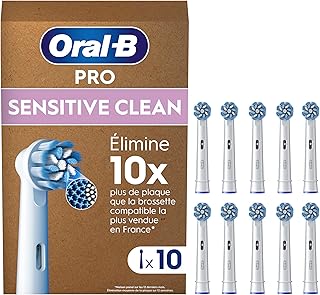 Oral-B Pro Lot De 10 Brossettes De Rechange Sensitive Clean, AUTHENTIQUES, Blanches, Brins Ultra Doux Pour Les Gencives Plus Saines, Embouts Pour Brosses A Dents Electriques Oral B Pro - Image 1