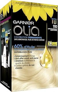 Garnier Coloration Permanente - Sans Ammoniaque - Aux Huiles Naturelles de Fleurs - Superblonds Purs - Blond Naturel (110) - Olia - Image 1