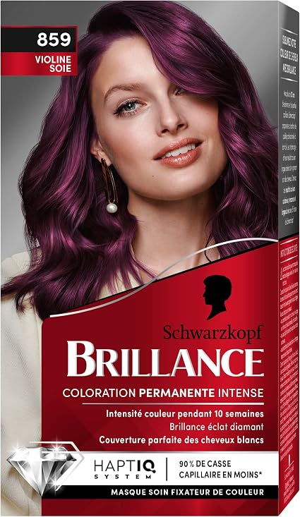 Schwarzkopf - Intense Permanent Hair Colour - Diamond Shine - Perfect Coverage of White Hair - Fixing Care Mask - Silk Purple 859 - Image 1