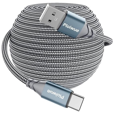 USB C Charging Cable Extra Long 10M Nylon PS5 Controller Charging Cable USB Type C Charging Cable for Samsung Galaxy S22/S21/S20, Note 10, 9, 8, PS5, LG V30, V20, G6, G5, Moto, Huawei P30, Mate30 - Image 1