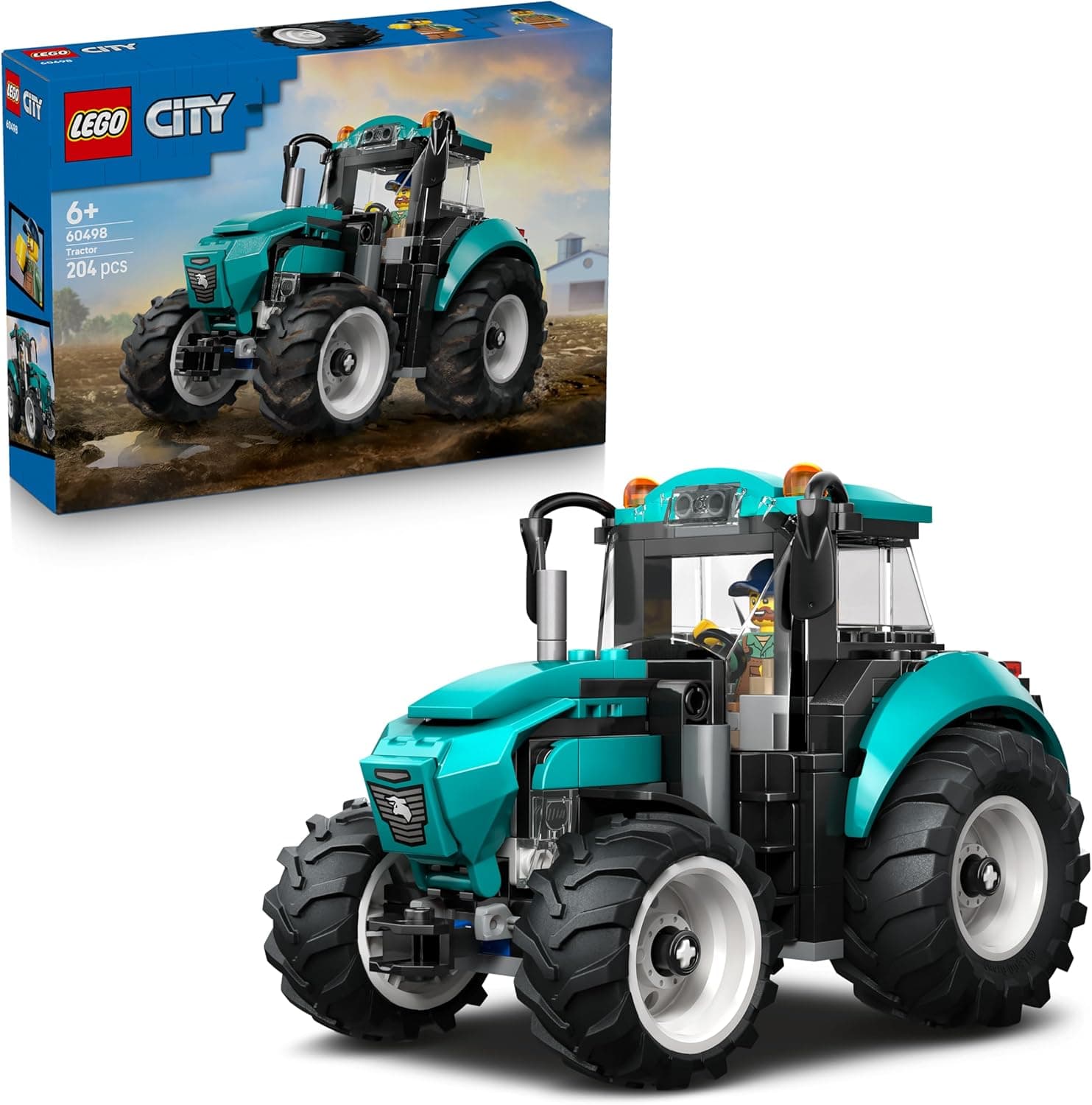 LEGO City Le Tracteur - Jouet de Construction - Maquette de Véhicule de Ferme avec Minifigurine de Fermier - Idée de Cadeau d'anniversaire pour Garçon dès 6 Ans & Fans de Mécanique 60498