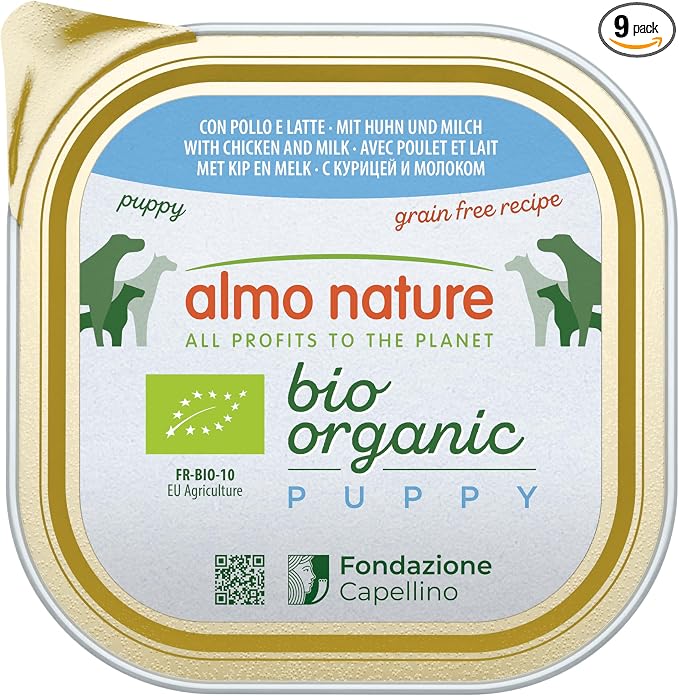 Almo Nature - Bio Organic - Wet Puppy Food with Chicken and Milk -Organic Puppy Pate - 9 trays of 300g - Image 1