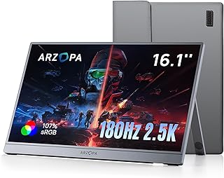 ARZOPA Moniteur Portable 16,1" 2,5K 180 Hz Écran Portable Gaming QHD 2560×1440 107% sRGB HDR10,Design Mince, Compatible PS5, Xbox, Switch, PC, Mac - Z3FC Gris - Image 1