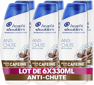 Head & Shoulders Anti-chute Shampoing Antipelliculaire 6x330ml Usage Quotidien - À la Caféine - Jusqu'à 100% Des Pellicules Éliminées, Cliniquement Prouvé - Tous Types de Cheveux et de Cuir Chevelu - Image 1