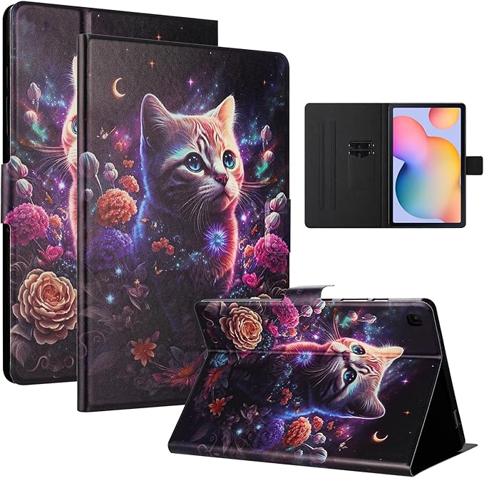 Case for Samsung Galaxy Tab S6 Lite 10.4 Inch PU Material Case Tablet Galaxy Tab S6 Lite Stand Function TPU Cover, Tabby Cat - Image 1