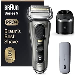 Braun Series 9 PRO+ 9575cc, Men's Electric Shaver, 5 Shaving Elements, Built-in Precision Trimmer, SmartCare Station, PowerCase Case, 60 Min Battery Life, Made in Germany, Graphite
