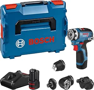 Bosch Professional 12V System Cordless Drill Driver GSR 12V-35 FC - FlexiClick System (2 x 3.0 Ah Batteries, GAL 12V-40 Fast Charger, 4 Adapters, L-BOXX) - Image 1