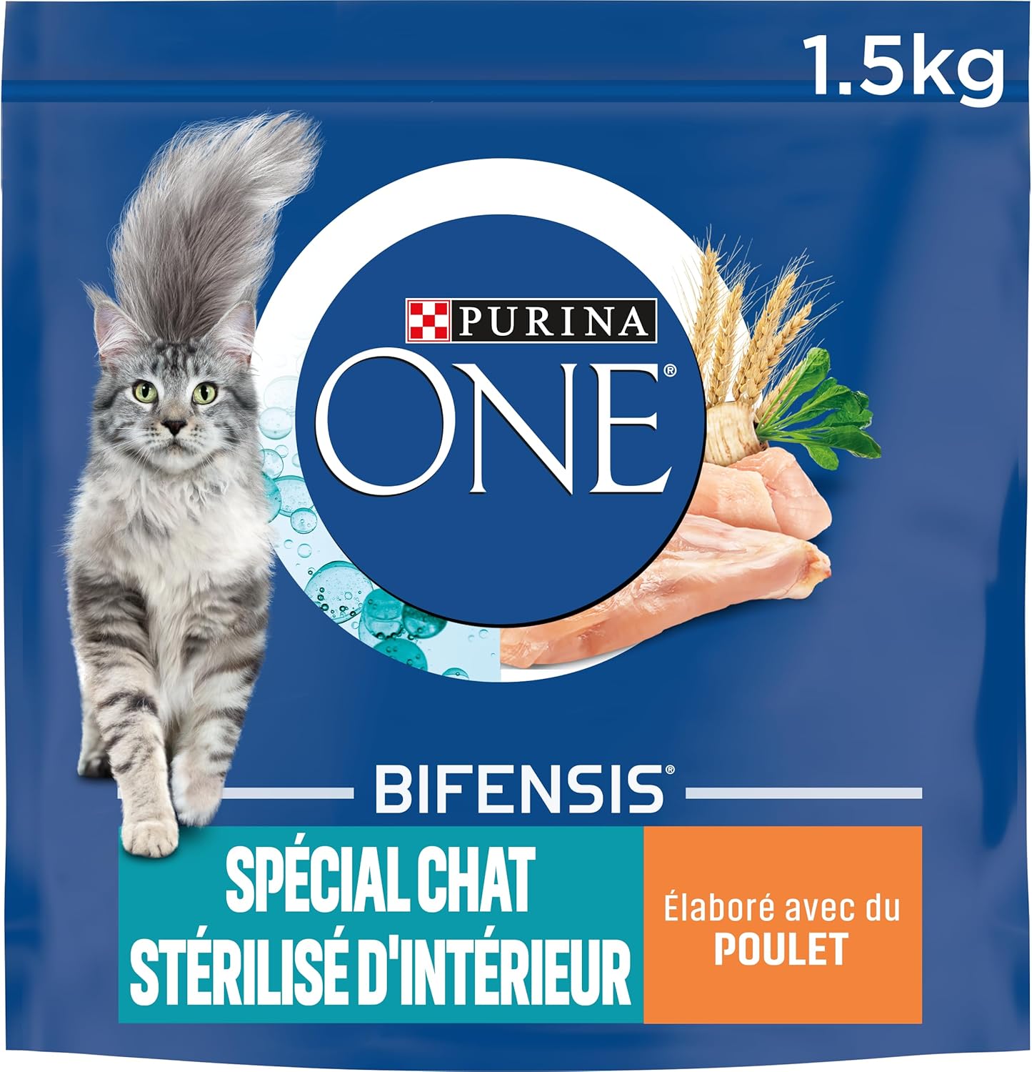 PURINA ONE | Benefits | Special Indoor Sterilized Cat | Dry Food | Helps control weight, maintain a healthy urinary system, and remove stomach hair | Chicken | Bag | Pack (6x1.5kg) - Image 1