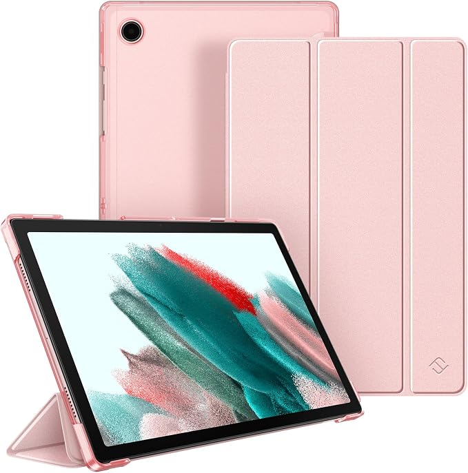 FINTIE Case for Samsung Galaxy Tab A8 10.5 Inch 2021 (SM-X200/X205/X207), Slim and Light Transparent Frosted Cover with Auto Sleep/Wake Design, Rose Gold - Image 1