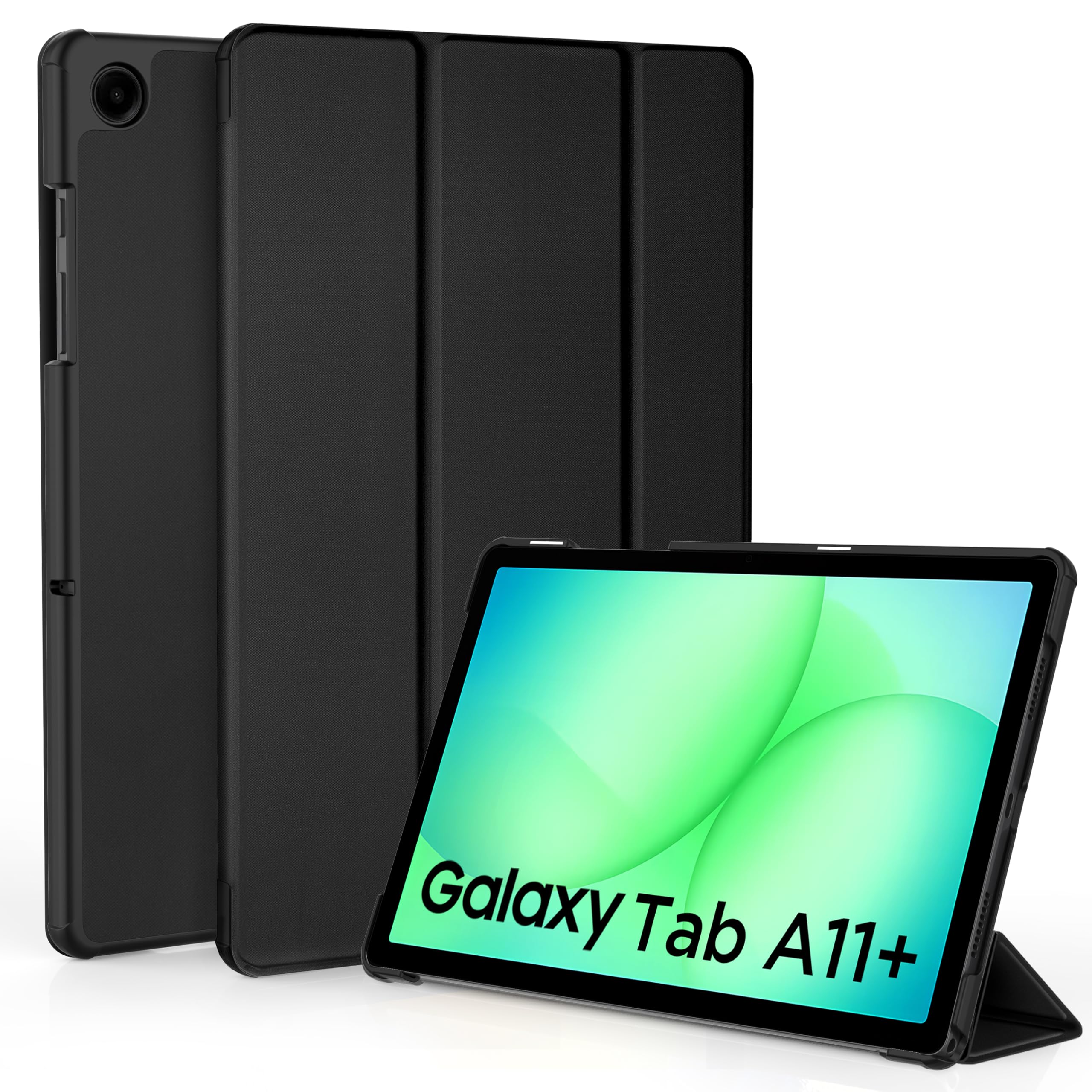 EasyAcc Case for Samsung Galaxy Tab A11+ Plus 2025 / A9+ 11 Inch 2023, Ultra Slim PU Leather Protective Case with Auto Wake/Sleep Function - Black - Image 1