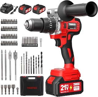 TEENO Perceuse Visseuse Sans Fil 21V Pour Batterie Makita 2 Batteries 4.0Ah,130Nm Max Brushless Visseuse Devisseuse Sans Fil avec 76 Accessoires et Valise,20+3 RéGlages de Couple,2 Vitesses,LED - Image 1