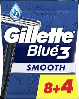 Gillette Rasoirs Jetables Blue3 Smooth Pour Homme X12, À 3 Lames, Tête Pivotante À 40°, Bande Lubrifiante, Avec La Technologie Comfortgel - Image 1