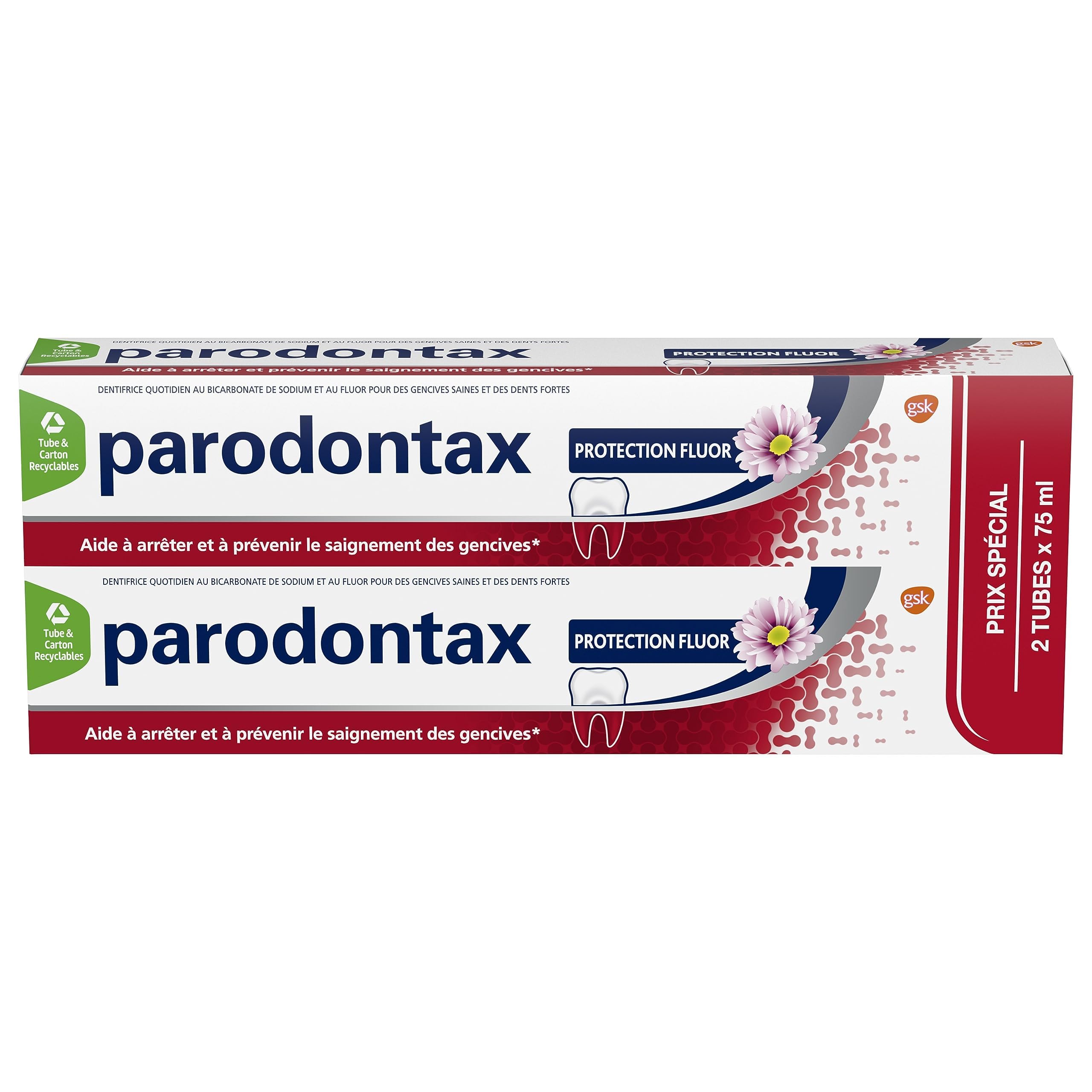 Parodontax Toothpaste Protection Fluoride, For Sensitive Teeth, Removes Dental Plaque, Pack of 2 x 75 ml - Image 1