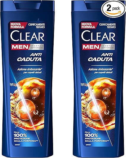 Clear Men Anti-Dandruff Shampoo for Brittle Hair Anti-Hair Fall Up to 100% Protection Against Dandruff* 2 x 360 ml - Image 1