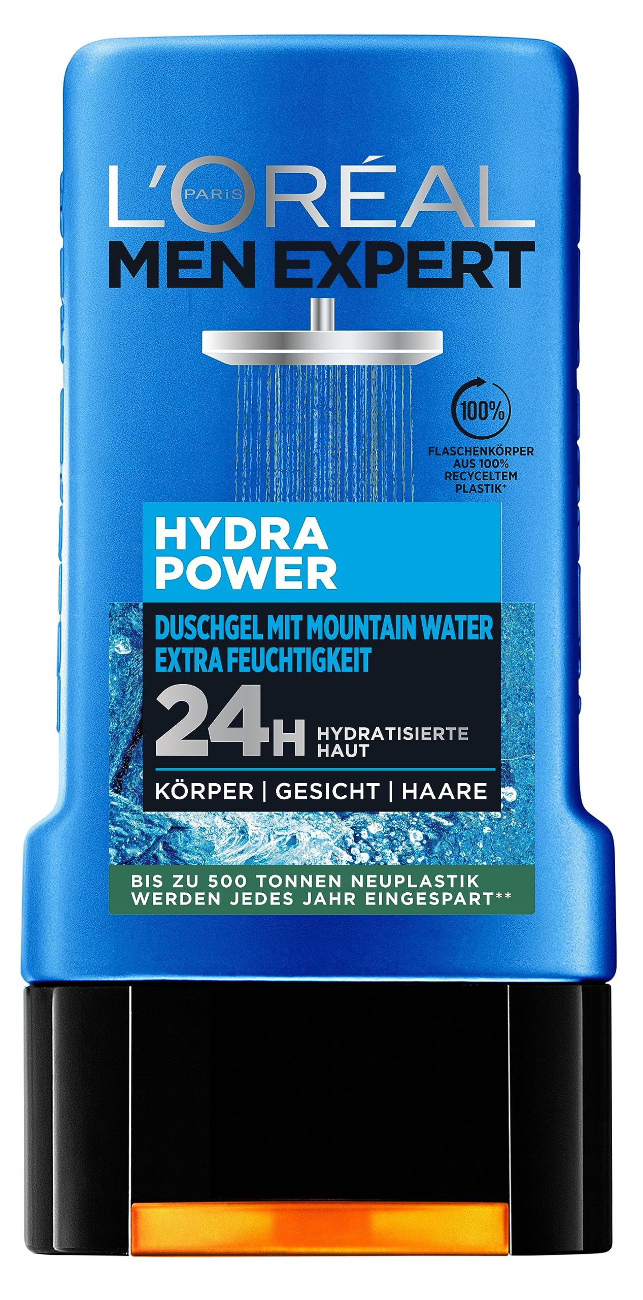 L'Oréal Men Expert Body Wash and Shampoo for Men, Bath Shower to Clean Body, Hair and Face, Body Care for Men for Hydrated Skin with Mountain Water, Hydra Power - Image 1