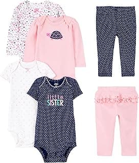 6-piece Bodysuits (Short And Long Sleeve) And Pants Set infant-and-toddler-pants-clothing-sets Bébé fille (lot de 1)