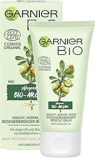 Garnier Bio Huile d'Argan Crème avec beurre de karité, Cosmétique Naturelle, Baume Argan Rescue pour le visage, les mains et le corps 50 ml - Image 1