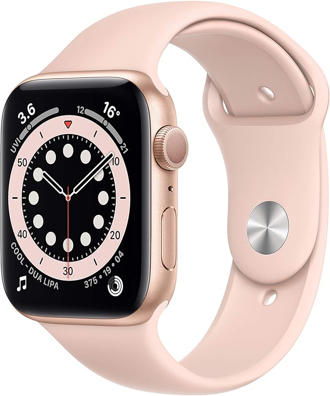 Apple Watch Series 6 (GPS, 44MM) Gold Aluminium Case with Pink Sand Sport Strap (Refurbished) - Image 1
