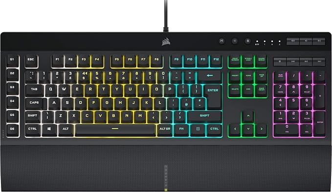 Corsair K55 RGB Pro Wired Gaming Keyboard Membrane - IP42 Anti-Dust and Overflow - 6 Macro Keys with Elgato Integration - iCUE Compatible - QWERTY UK - PC, Mac, Xbox - Black - Image 1